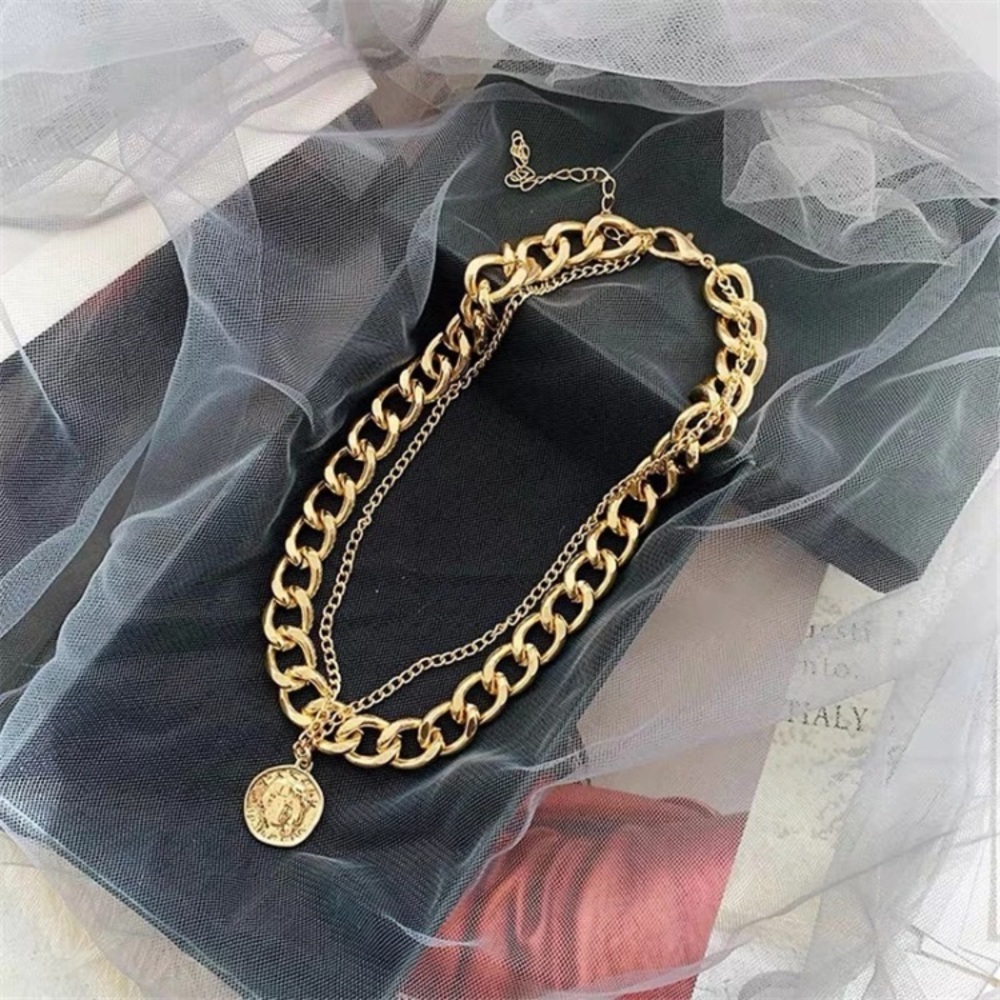 Gold Chain Necklace Tone Necklace Chunky Necklace - Picture 2 of 3
